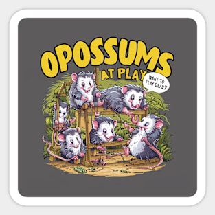 Opossums at play Sticker